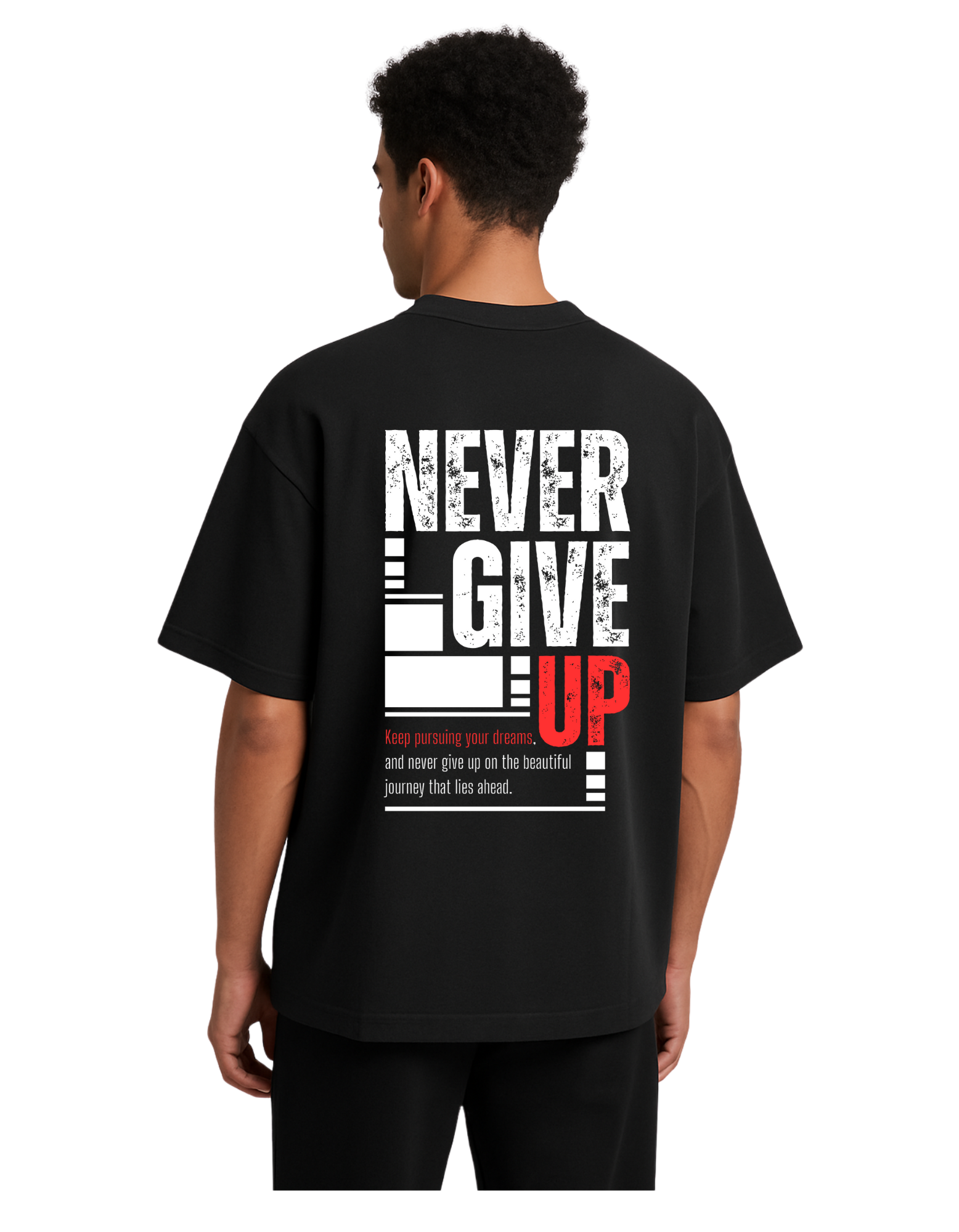 🥊 NEVER GIVE UP – Oversized Tee