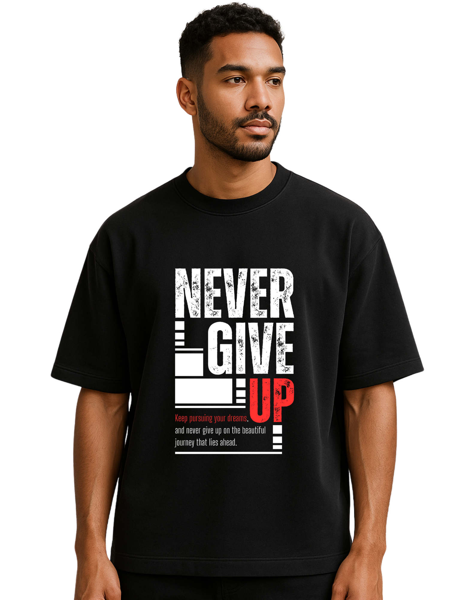 🥊 NEVER GIVE UP – Oversized Tee